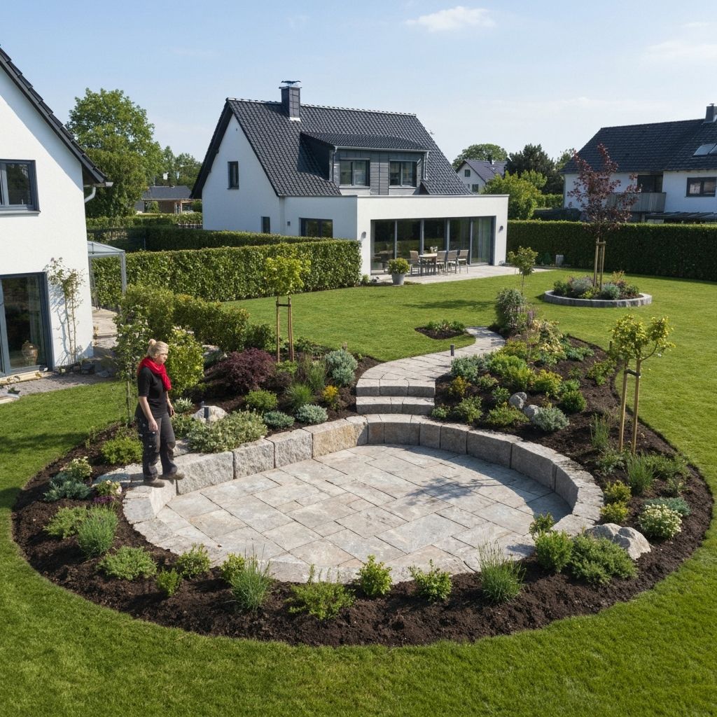 Garten- und Landschaftsbauer bei der Gartengestaltung