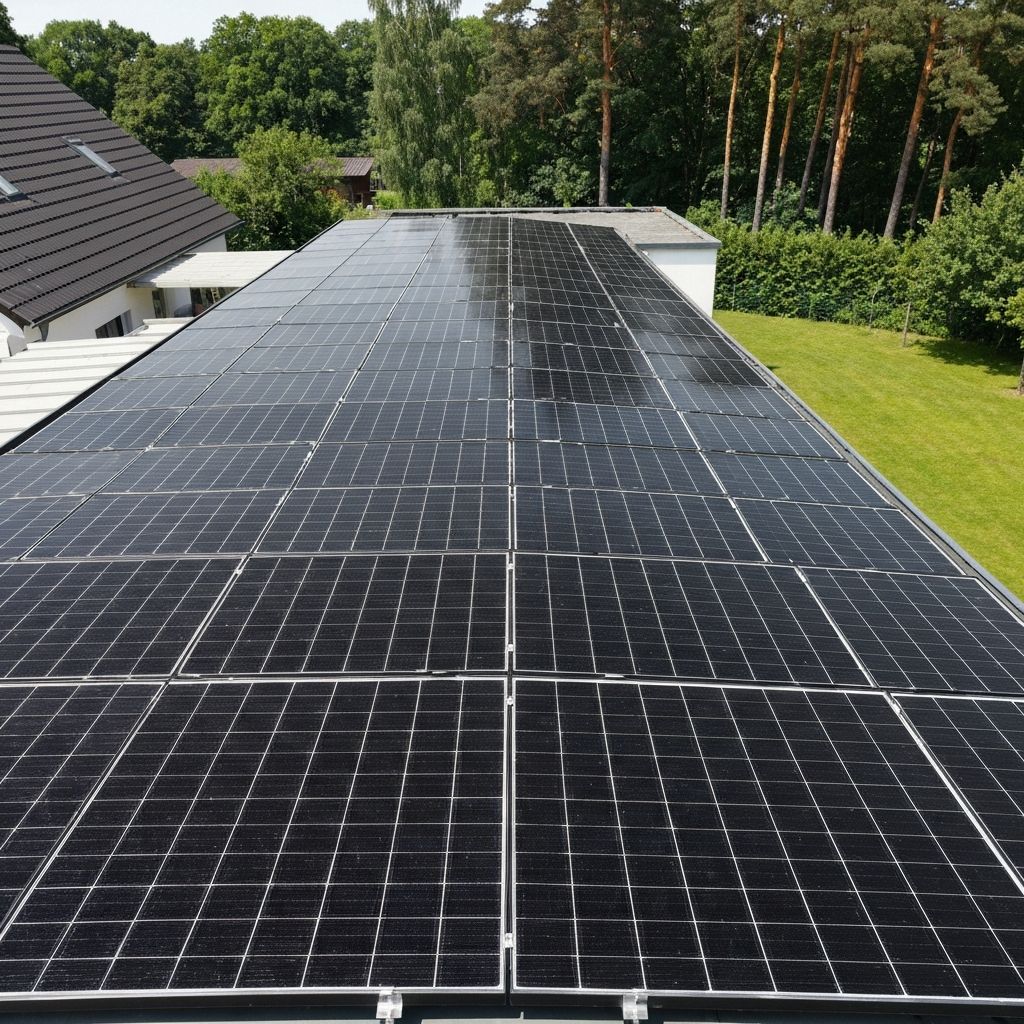 Fertige Photovoltaik-Anlage auf einem modernen Haus