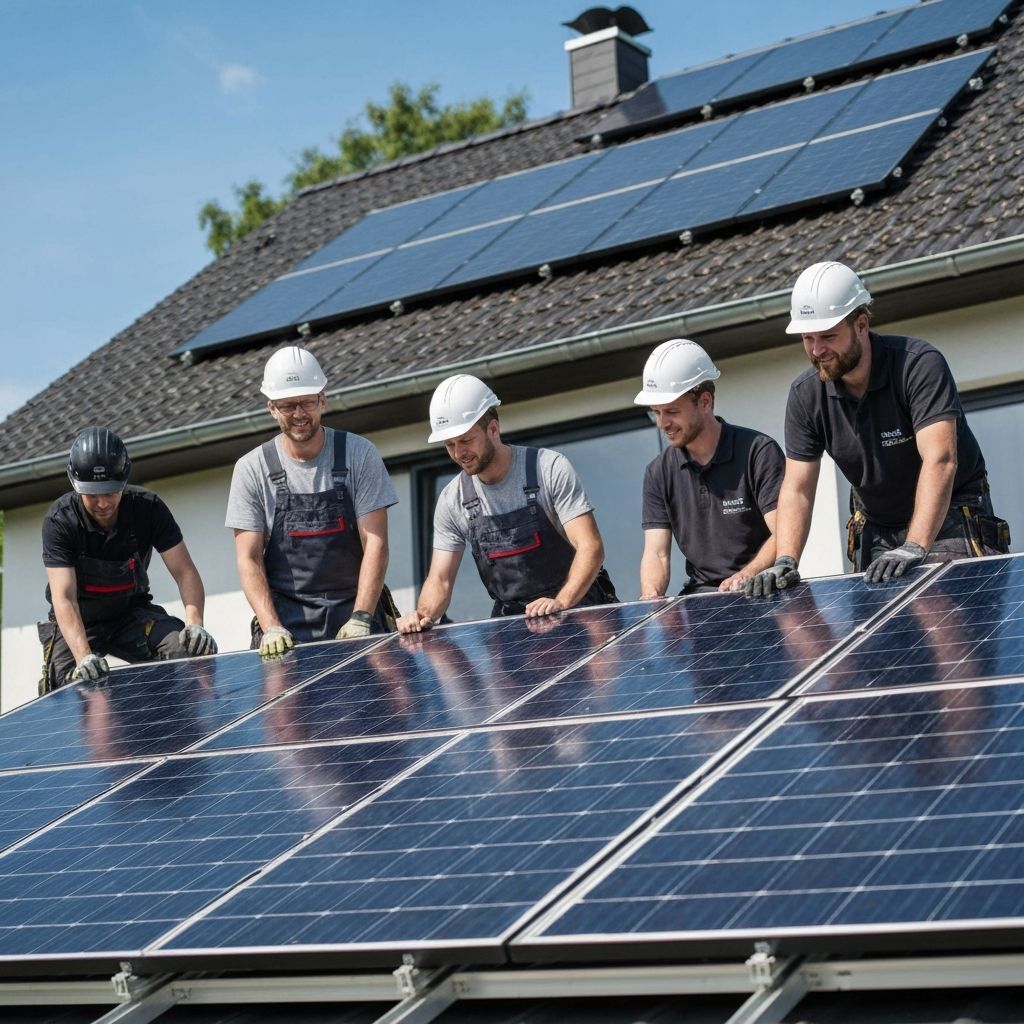 Photovoltaik Installations-Team bei der Arbeit