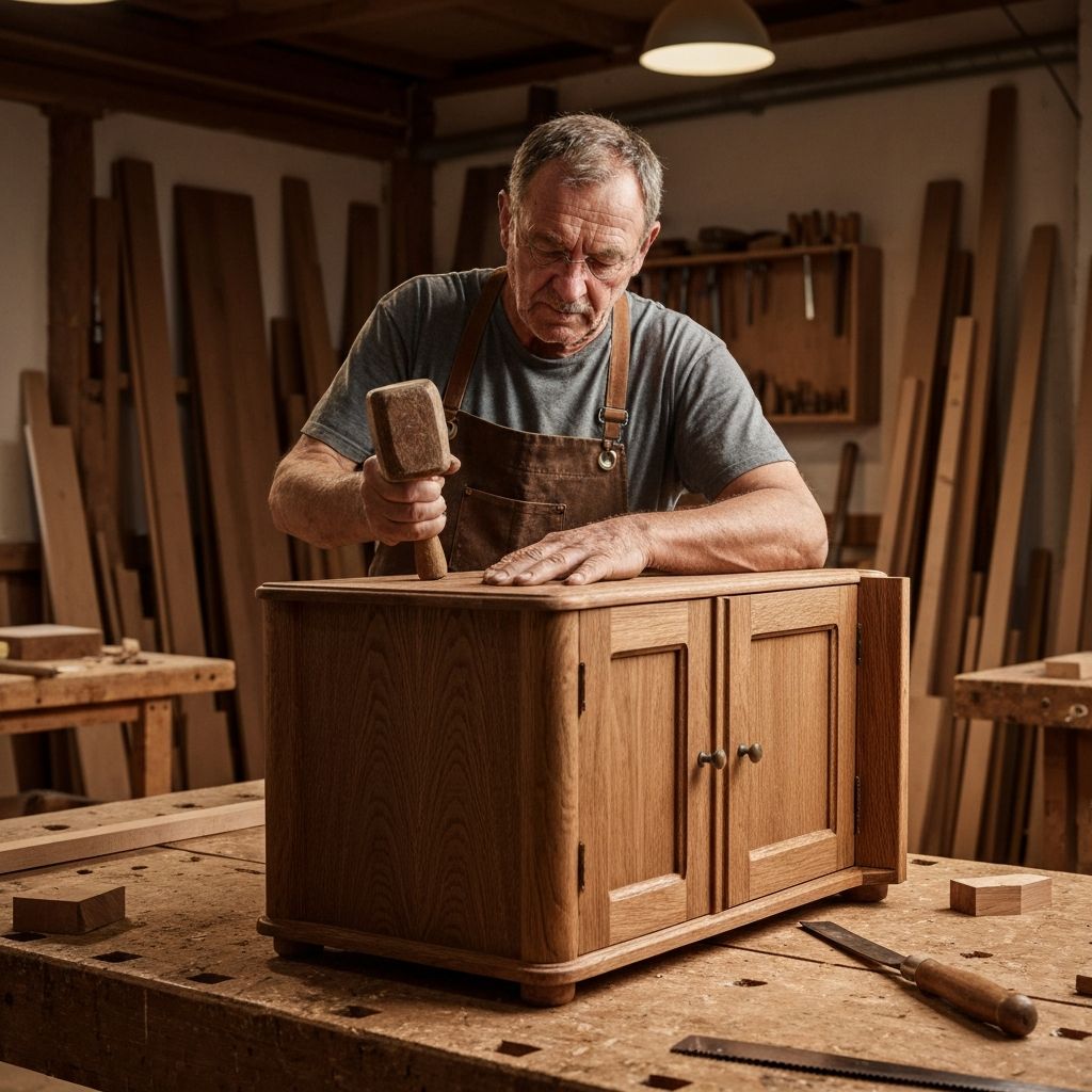 Tischlermeister bei der Fertigung von Maßmöbeln