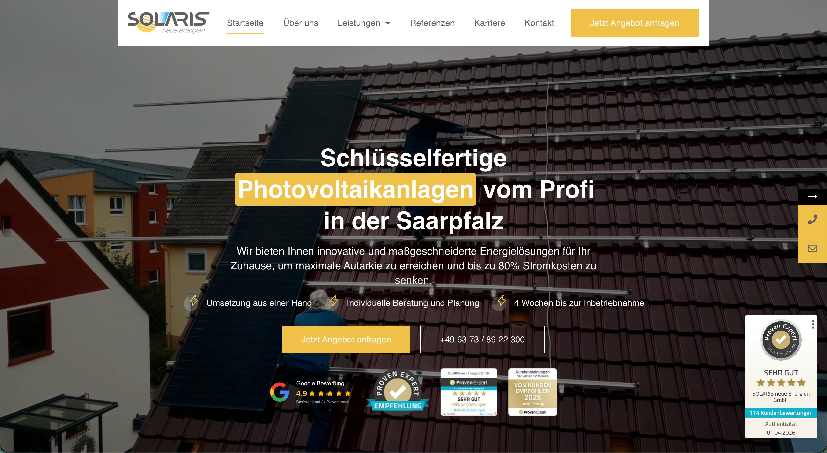 SOLARIS neue Energien GmbH - Website Screenshot