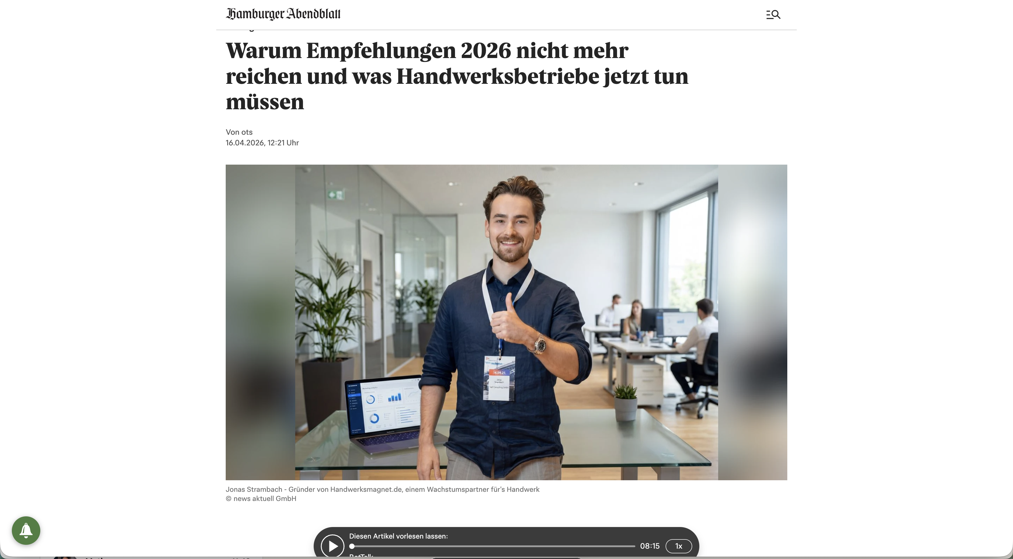 Hamburger Abendblatt - Warum Empfehlungen 2026 nicht mehr reichen und was Handwerksbetriebe jetzt tun müssen